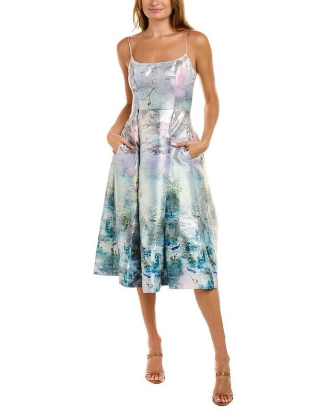 ML by Monique Lhuillier Jacquard metallic Midi Dress in koi Monet